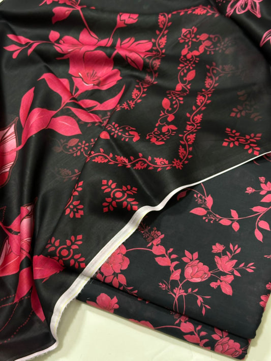 Floral 3PC Lawn Suit with Voile Dupatta